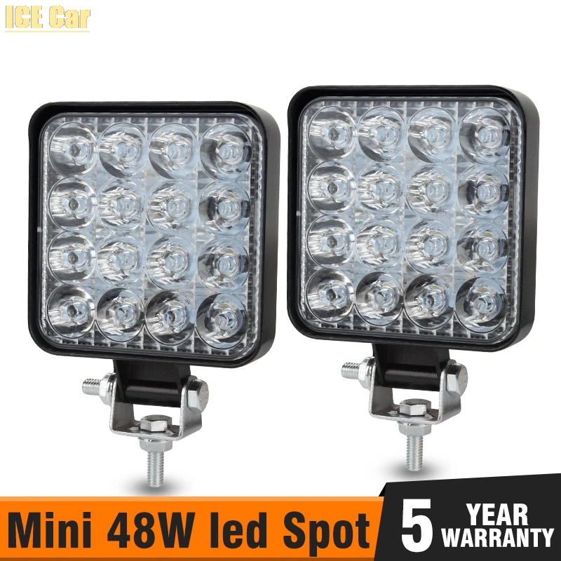 

16LED 48W LED Work Light Bar Square Spotlight 12V 24V Offroad LED Light Bar For Truck Offroad 4X4 4WD Car SUV ATV Tractor Boat