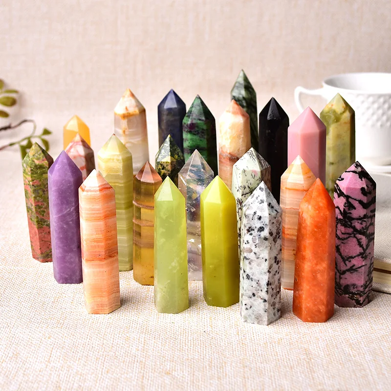 Natural Healing Crystal Point Wand Set – 36 Vibrant Colors of Polished Stone Towers for Energy, Meditation, and Home Décor