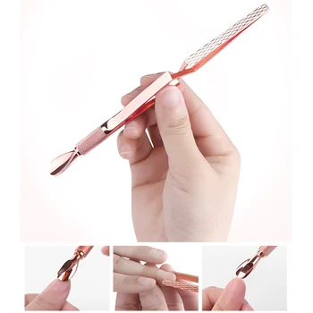 

Multi-Function Clip Curve Nipper Picking Manicure Tool Rose Gold Dual-end Nail Art Shaping Tweezers Nail Cuticle Remover