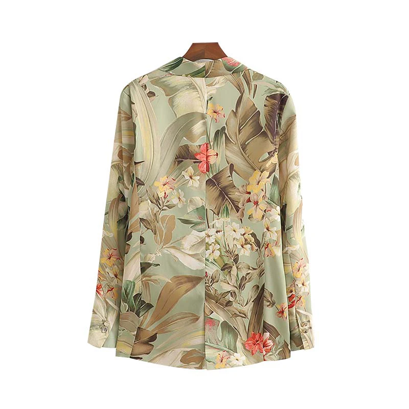 Женский пиджак пальто с длинными рукавами boho женские блейзеры и куртки повседневные корейские блейзеры с цветами и листьями с принтом mujer