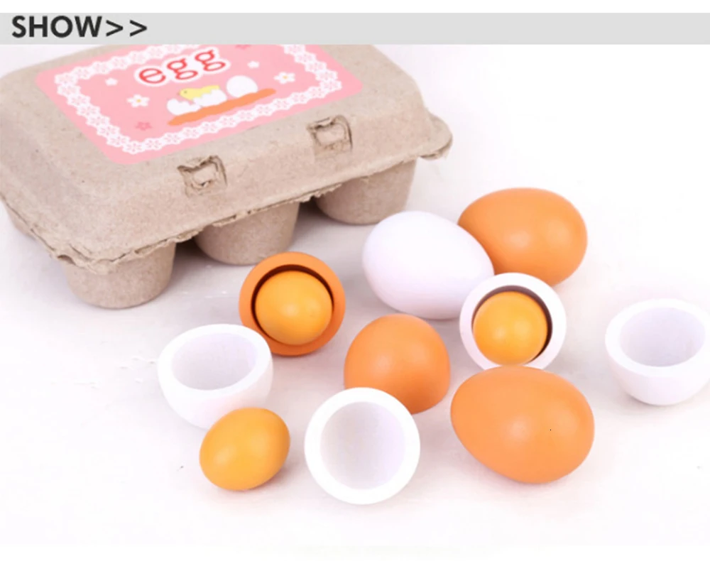 6 шт./компл. деревянный пасхальные яйца игрушки ролевые игры Кухня игрушки набор Еда Деревянное яйцо желток детские игрушки для детей в подарок