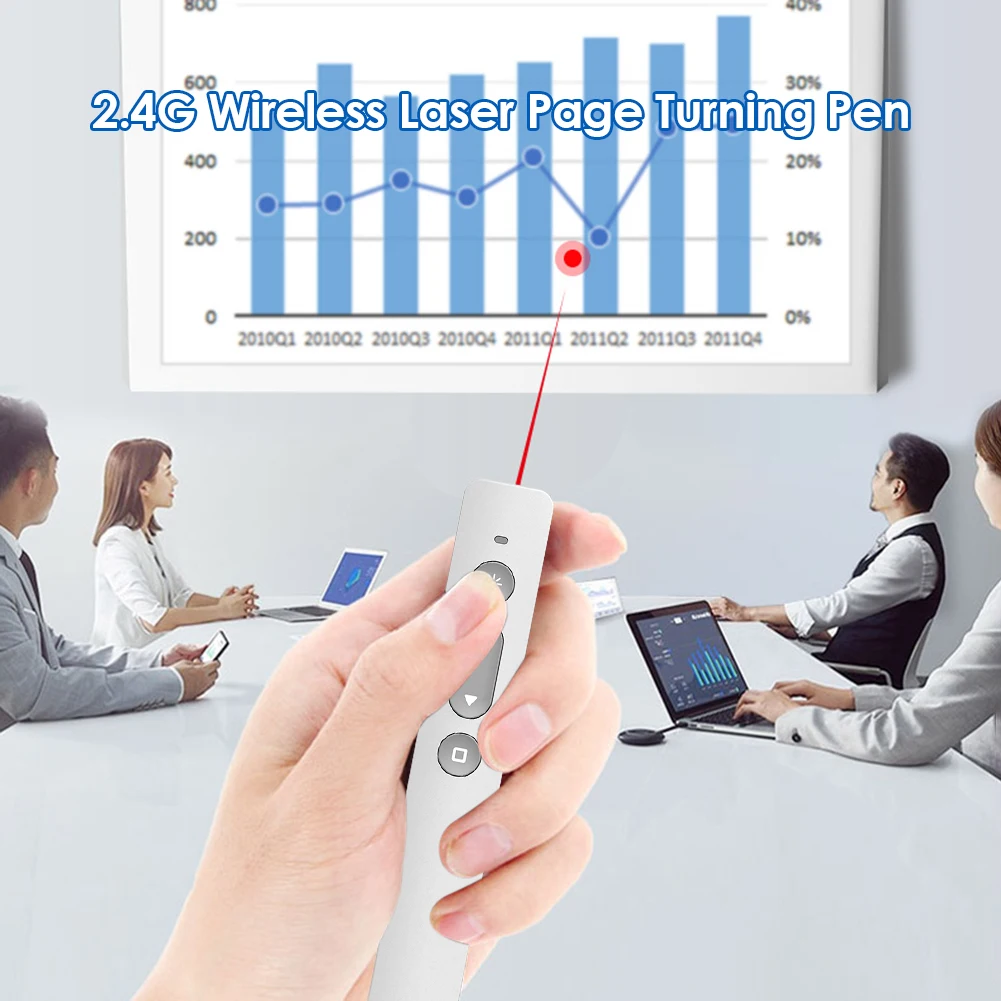 RF 2.4GHz 무선 플립 펜 레드 라이트 USB 충전식 PPT 프리젠 테이션 슬라이드 원격 제어 파워 포인트 리모콘 포인터