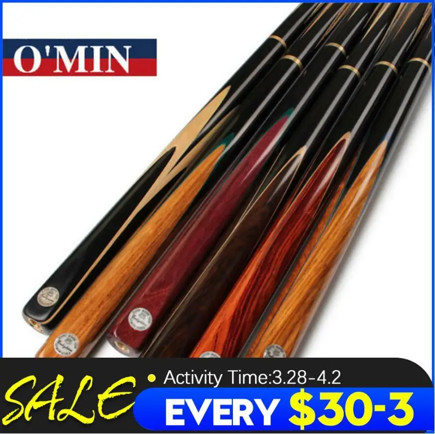 O'Min Legen 3/4 Jointed Snooker Cues Sticks Cue with 3 4 Snooker Cue Case Set 9mm Tips Handmade