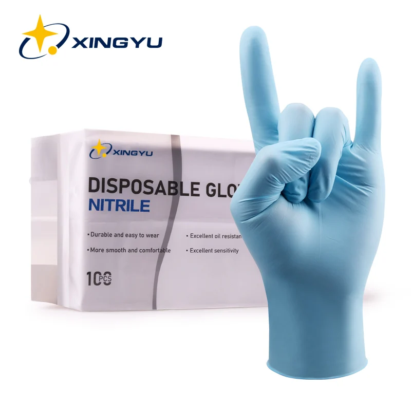 

Nitrile Gloves Blue100pcs/lot Food Grade Waterproof Allergy Free Disposable Work Safety Gloves 100% Nitrile Gloves