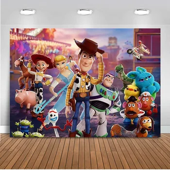 

Photography Backdrops Cartoon Toy Story 4 Candy Customize Children Birthday Party Decor Photocall Backdrop Photo Studio Banner