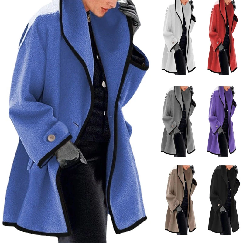 white puffer coat 7 Colors Autumn Women Double Woolen Coat 2022 Casual Patchwork Fashion Collar Long Jacket Office Lady Plus SizeHoody Hooded Coat Parkas