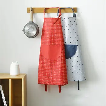 

Lady Kitchen Apron Pinafore Cooking Oil Resistant Waterproof Pocket Lock Floral Print Cooking Apron Home fabric