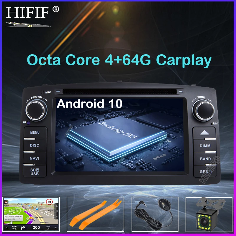 Автомобильный мультимедийный плеер DSP Android 10 4 Гб ОЗУ 64 ПЗУ 2 Din GPS Carplay для Toyota Corolla