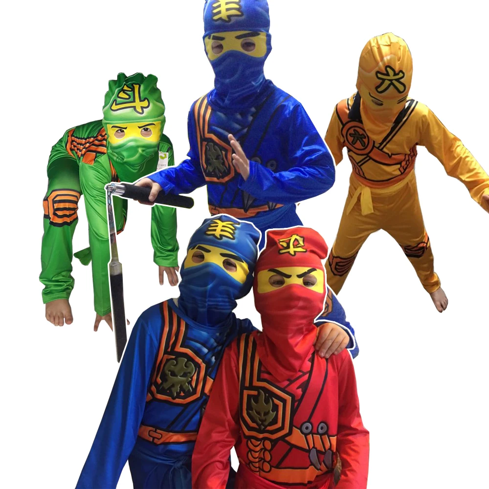 Костюм Ниндзяго для мальчиков; маскарадные костюмы; Детский костюм на Хэллоуин; костюм ниндзя для костюмированной вечеринки; комбинезоны супергероев; карнавальные вечерние костюмы