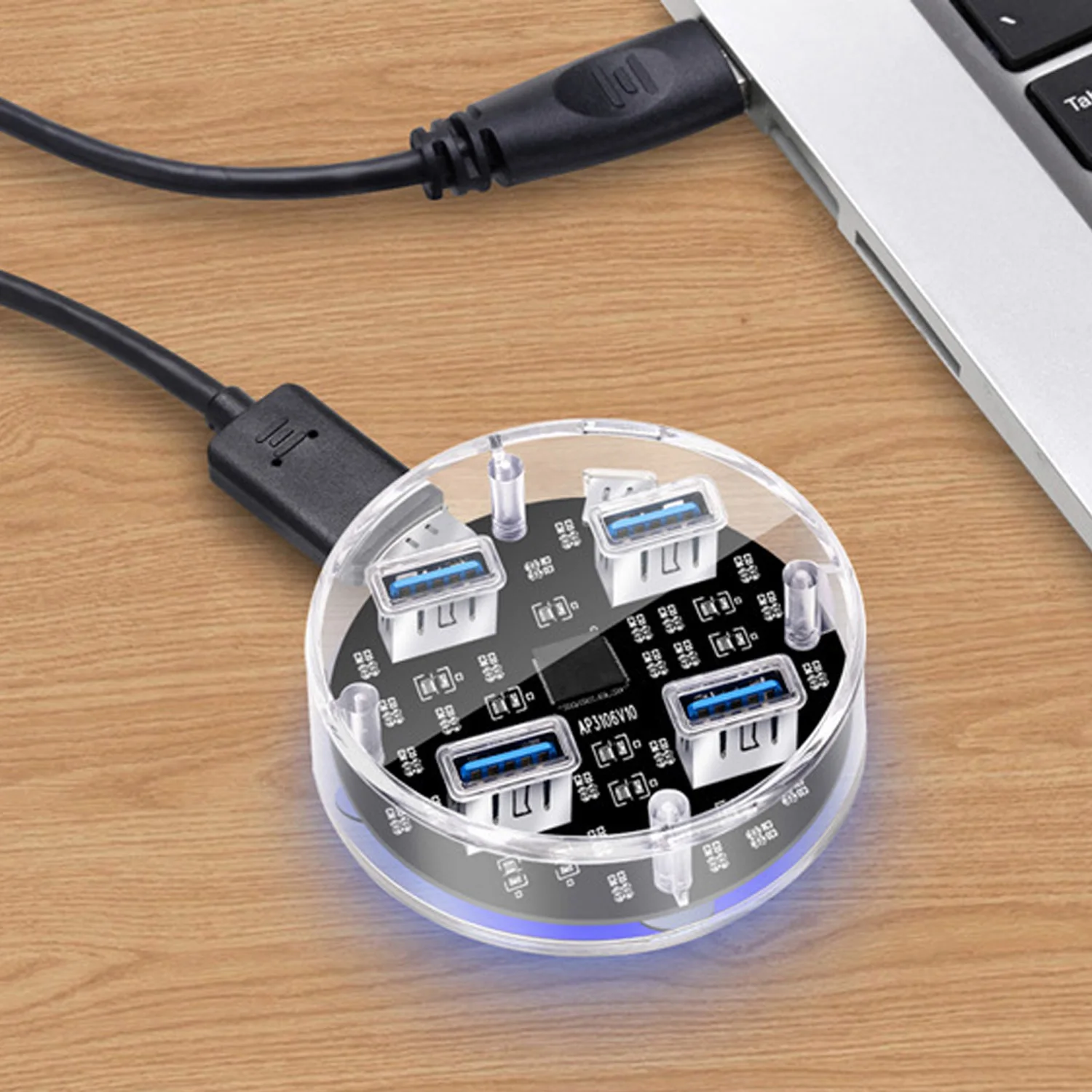 Elisona высокое Скорость 4 Порты USB 3,0 прозрачный концентратора концентратор usb-порт Портативный OTG usb-хаб для Apple Macbook Air ноутбук планшет
