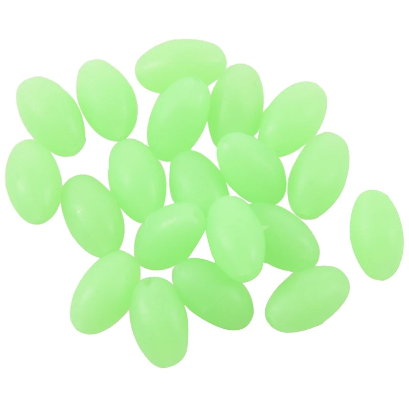

20 Pcs Fishing Green Soft Plastic Glow In the Dark Beads 7 x 10mm