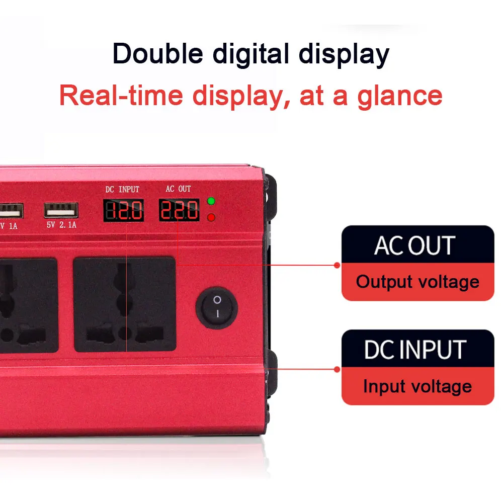 DC 12V к AC 220V 4 USB автомобильный инвертор для автомобиля, инвертор конвертер Премиум двойное цифровое табло трансформатор портативный адаптер