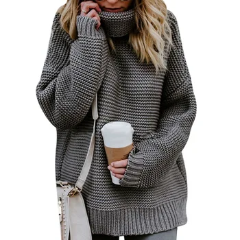 

2020 Brand New Women Turtleneck Sweater Female Casual Loose Long Sleeve Warm Thick Sweater Korean Pullover Streetwear