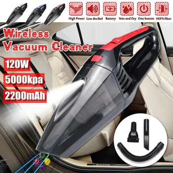 

120W 5000kpa Strong Power Rechargeable Car Vacuum Cleaner DC 12 Volt Wet/Dry Auto Portable with Handbag