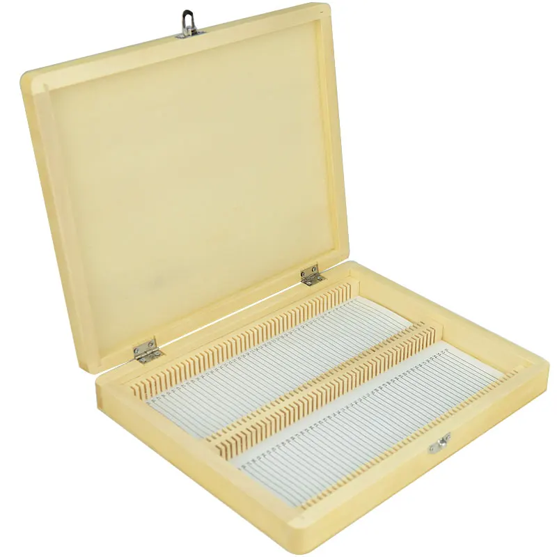 Wooden microscope specimen sample slides BOX hold 100pcs Biological section slide box 1PC free shipping | Инструменты