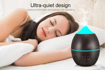 

Grain Aroma Diffuser Aromatherapy Essential Oil Diffuser Ultrasonic Cool Mist Humidifier Wiht for Office Home 300ml Dark Wood