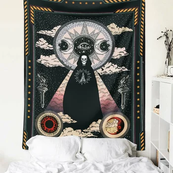 

Wizard Skull Tapestry Solar Iris Tapestry Sun and Moon Tapestry Star and Cloud Tapestry Home Decor 130*150cm/150*200cm