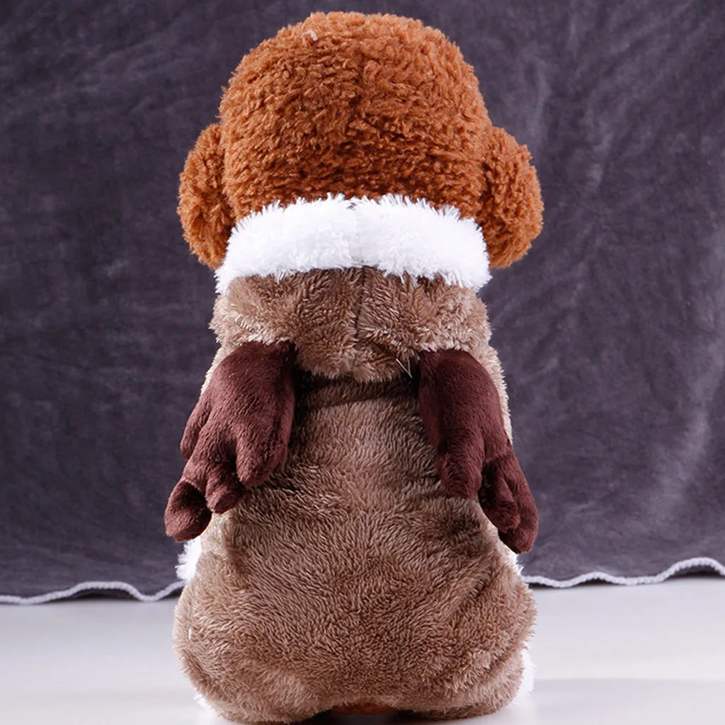 Рождественская одежда для кошки, костюм собаки, зимняя Рождественская одежда с капюшоном и крылом лося, свитер для кота, пальто для костюма