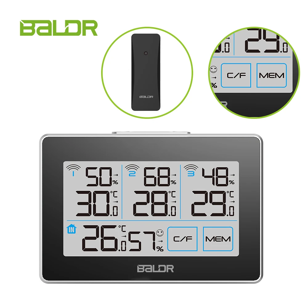 Метеостанция Baldr Touch для помещения и улицы 3 датчика прогноза термометр гигрометр