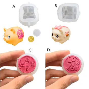 

Cute Piggy Bank Mold Coin Resin Mold Silicone Resin Pendant Mold Jewelry Making Tools DIY Molds