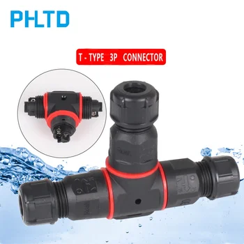 

IP68 Waterproof connector T Shape 3 Pin Cable Wire Gland Sleeve connector quick connect waterproof connector
