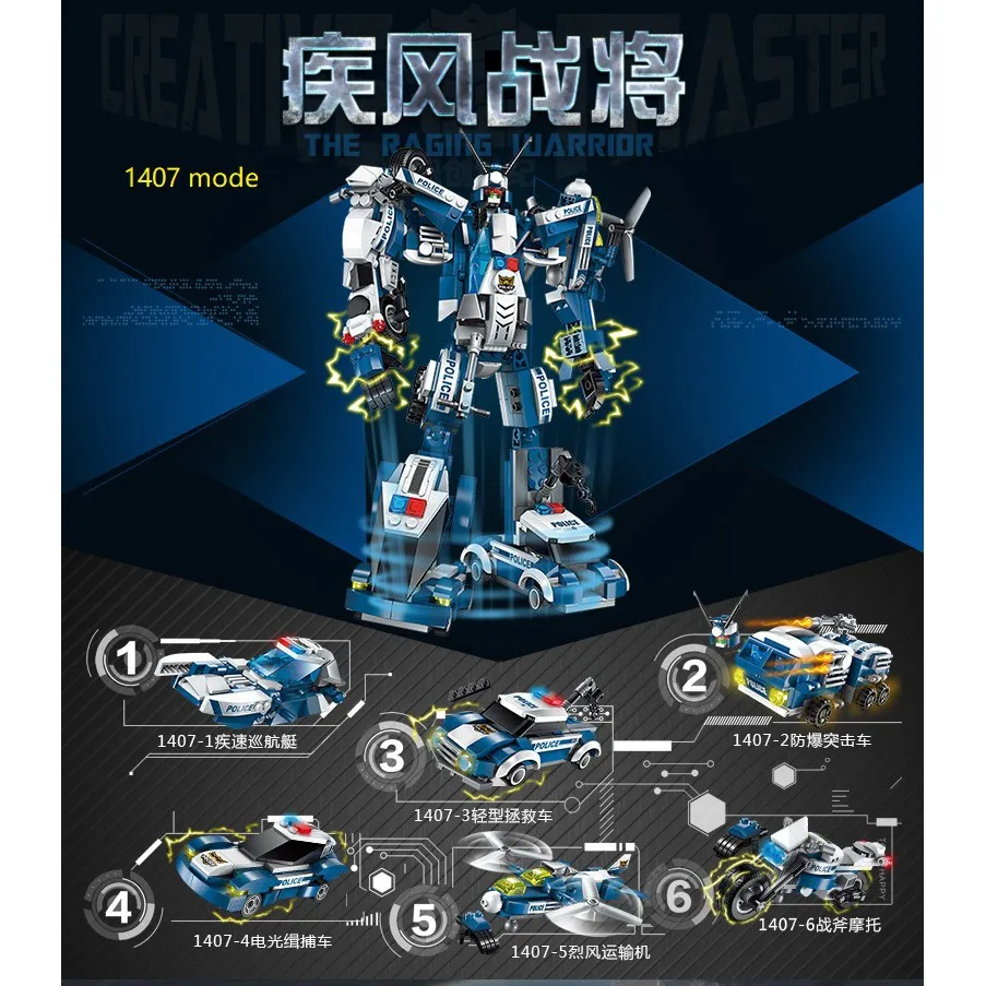 

diy 6 In 1 Super Robot Blast Warrior Building Blocks Bricks Lego Compatible toy