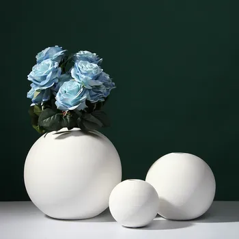 

Modern Minimalist White Ceramic Vase Dried Flower Flower Container Home Living Room Soft Decoration Decoration