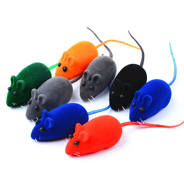 1/10pcs Interactive Sound Plush Rubber Vinyl Mouse Pet Cat Realistic Sound Toys Flocking Mouse Funny Cat Random Colors Pet Toys 2
