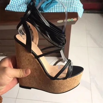 

New pattern Women's sandals Net red shoes Sexy women's shoes high quality superstar Fashion Show 15CM Wedges 3-11 12 BBZAI
