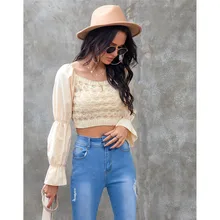 Best Offers New Women's Puff Sleeve Knit Top Long Sleeve Round Neck Short T-shirt Sexy Casual Pullover Party Clothing Street Wear Best Offers New Women's Puff Sleeve Knit Top Long Sleeve Round Neck Short T-shirt Sexy Casual Pullover Party Clothing Street Wear