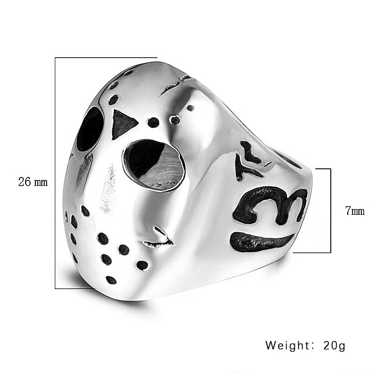 Black Friday Killer Jason Mask Ring Men's Stainless Steel Punk Ring Male Hip Hop Biker Jewelry Creativity Gift finger ring stainless steel ring