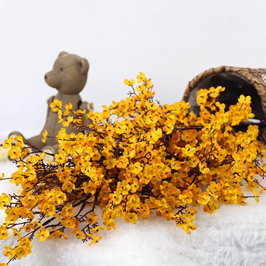orange 50 см вишневые цветы искусственный цветок дыхание ребенка Gypsophila поддельные цветы DIY Свадебные украшения домашний букет цветочные ветви - Цвет: orange
