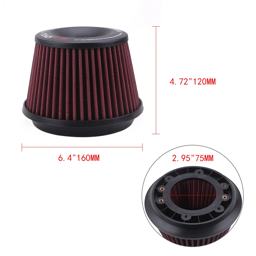 Apexi Universal Car Vehicle Intake Air Filter 75mm Dual Funnel Adapter Air Cleaner Protect Your Piston RS-OFI011
