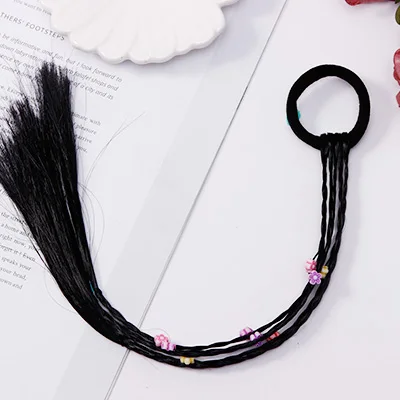black flower Милый цветок мяч Сердце Волосы Эластичный головной убор кольцо аксессуары держатель резинки для волос девушки парик резинка для хвоста ленты - Цвет: black flower