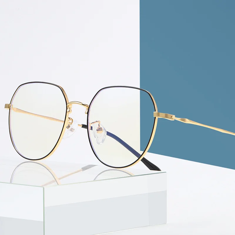 Металлические полигоны анти-голубые очки оправа для женщин и мужчин винтажные оптические прозрачные линзы очки женские очки Oculos De TR90