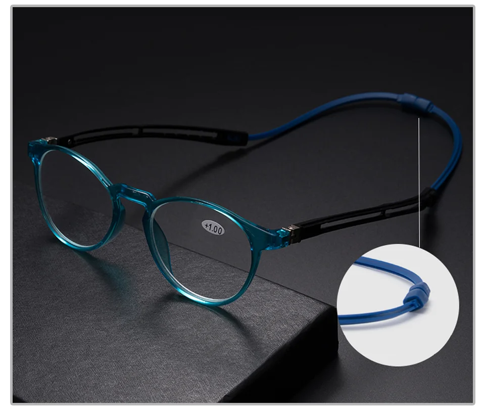 Круглый регулируемый веревочный подвесной шейный Магнитный передний пресбиопический очки модернизированные унисекс Магнитные очки для чтения для мужчин и женщин KR1517