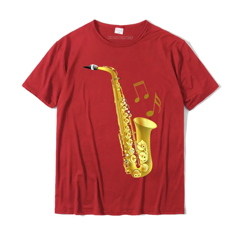Round Collar Unique 100% Cotton Adult Tshirts comfortable Short Sleeve Tops & Tees Company Comics Tops Shirts Free Shipping Saxophone Music Notes T-shirt Sax Player Gift T-Shirt__31222 red