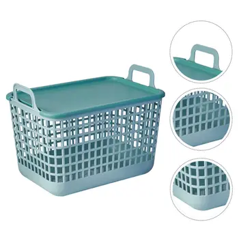 

1 Set of Storage Basket with lid Cloths Basket Multipurpose Basket Sundries Storage Container Sundries Basket for Hotel Home Bat