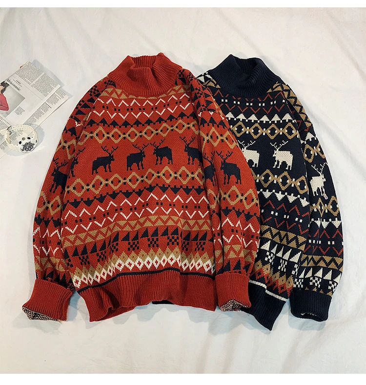 Зимний толстый мужской свитер, теплый модный ретро Повседневный свитер с круглым вырезом, пуловер, мужские вязаные свитера, мужской свитер