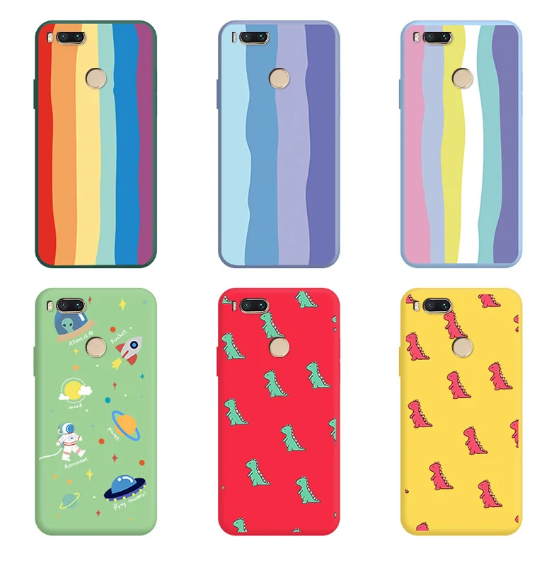 For Xiaomi MI 5x A1 Case Cartoon Colorful Pattern Silicone TPU Bumper Cute Dinosaur Flower Phone Cover Fundas Shell flip phone cover