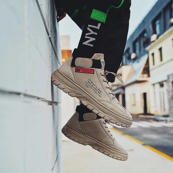 

2019versatile simple High TopNon-slip flat shoes canvas breathable Soft bottom Pu Leathable shoes lightweight men's casual shoes