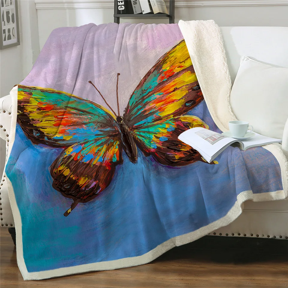BeddingOutlet, розовое одеяло с бабочкой, роскошное покрывало с цветочным рисунком, разноцветные плюшевые покрывала с геометрическим рисунком, Флисовое одеяло из шерпы