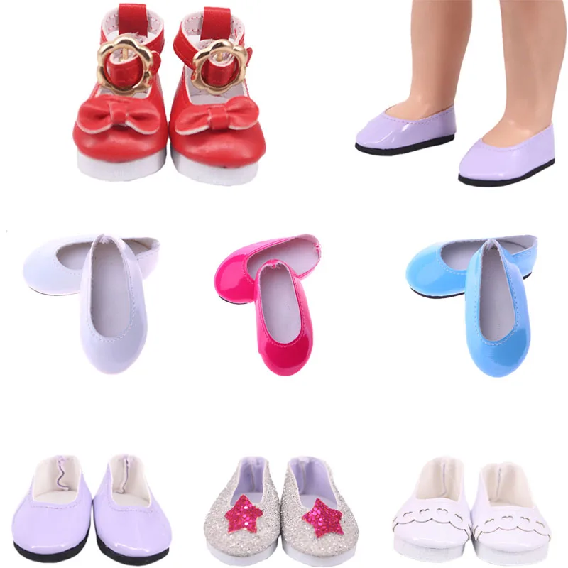 5Cm Doll Shoes Doll Clothes  Flat Bean &Flat Soled Sequined For 14 Inch Dolls Birthday Girl's  Toy Gifts