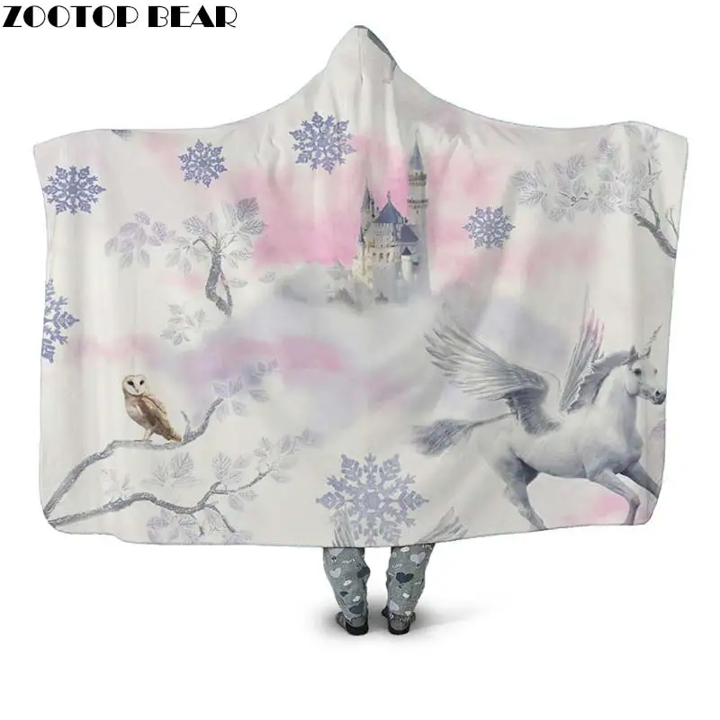 HB1232 3D Printed Lighter Happy Child Decoration Hooded blanket Office Scattering Petals White Dream Girls Sofe Fashion Plush Plush - Цвет: HB1232