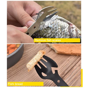 Outdoor Camping Fork Spoon Titanium Cookware Sets Camping Picnic Spoon Fork Hiking Fishing BBQ Supplies 5