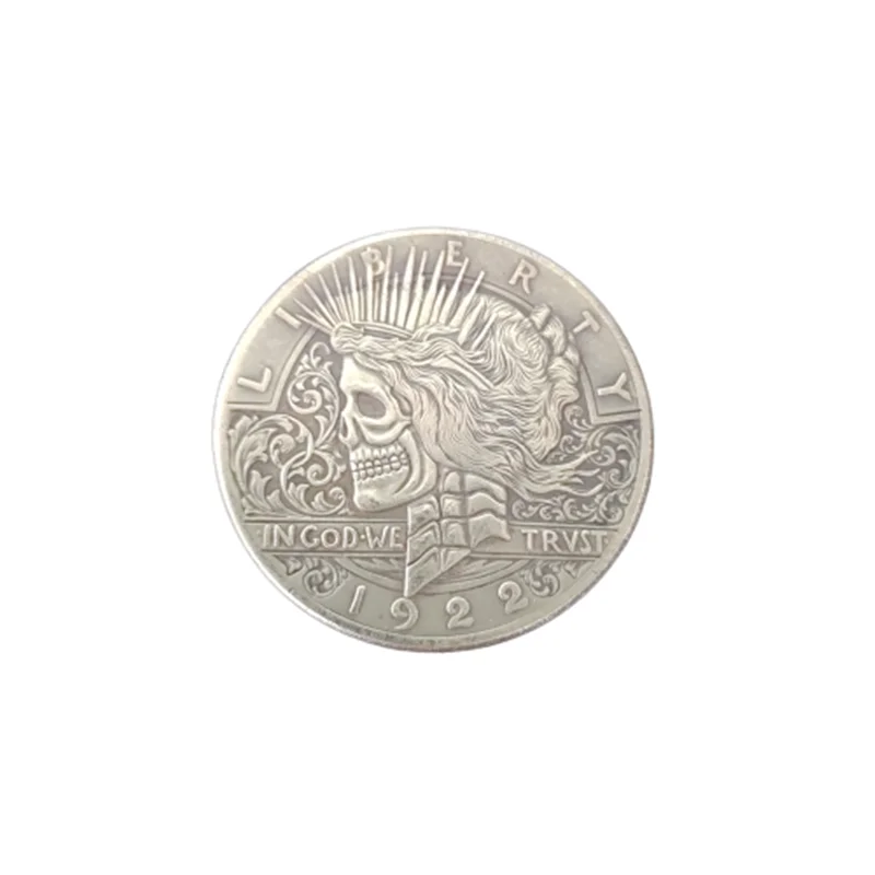 HB(41)US Hobo 1922 Peace Dollar skull zombie skeleton Silver Plated Copy Coins | Дом и сад