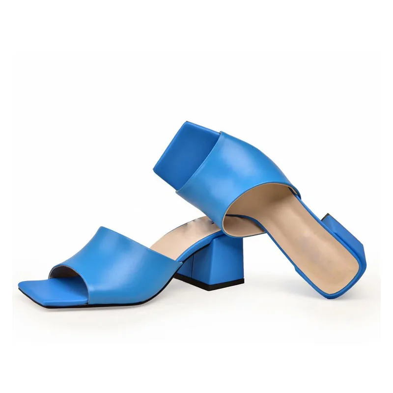 

Brand design women leopard sandals leather square sole slides desginer high heel women shoes Spring and Autumn woman sandal