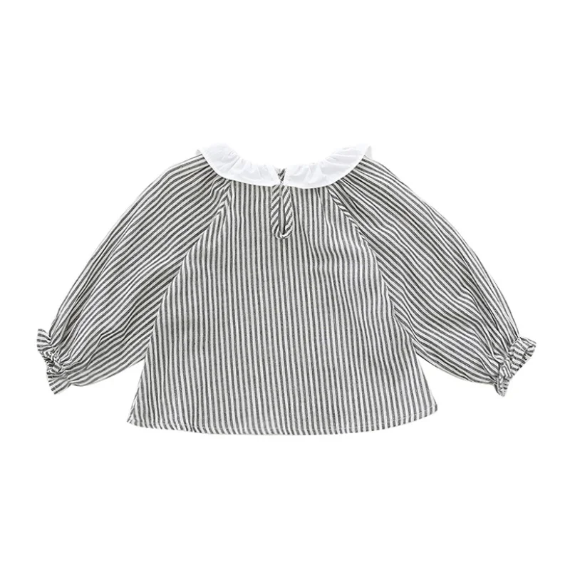 Baby Girl Tops Top Clothes Blouse School Style Children's Clothing Cotton Autumn Striped Long Sleeve Kids Shirts