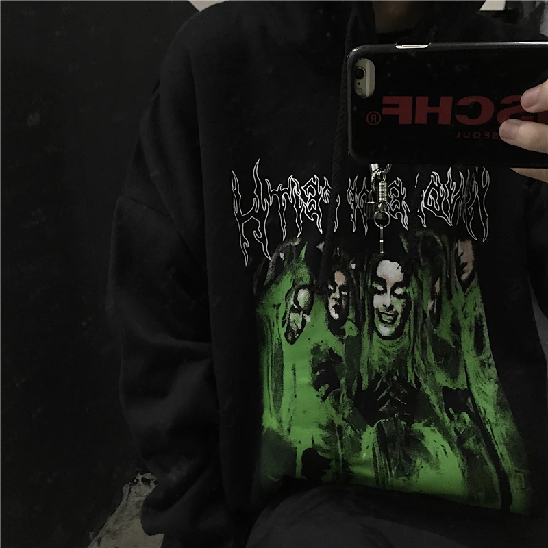 Camisas альбом винтажная Толстовка Ulzzang Куртка хип хоп Прямая поставка Панк Винтаж harajuku принт Корейская одежда топ Женская толстовка
