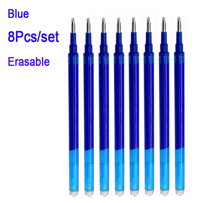 

8Pcs/Set 0.5mm Erasable Refill Magic Erasable Pen Refill Rods Gel Pen Refill Blue Black Office Stationery Writing Tools